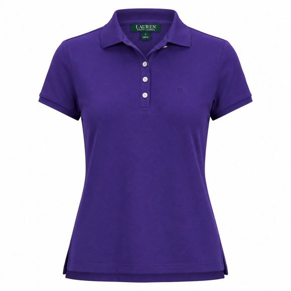 Lauren Ralph Lauren Tops - Lauren Ralph Lauren Polo Shirt Womens Medium Purple Good Pique Short Sleeve Logo